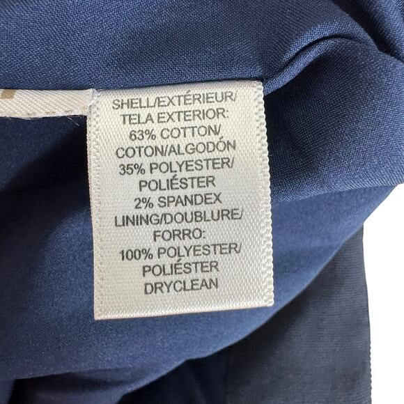 LOFT Navy Blue Tweed Lined Straight Knee Length Skirt Cotton Slit Size 4 - Picture 5 of 5